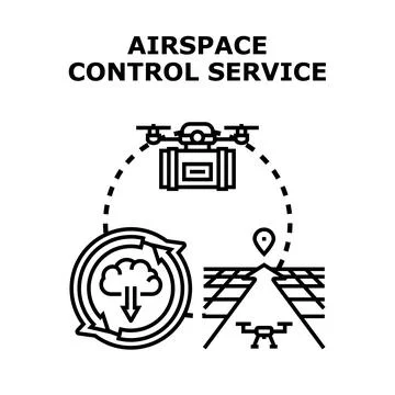 Airspace control service managing drone delivery and navigation Stock Illustration