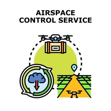 Airspace control service managing drone delivery and navigation Illustrazione stock