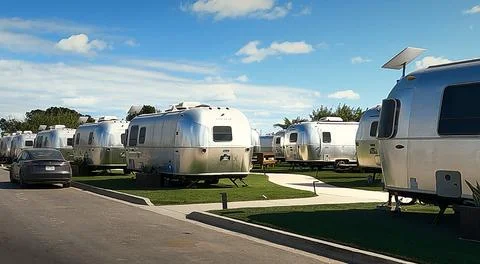 Airstream Trailers at Starbase Stock Photos