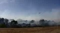 Airtankers spray against ferocious fire HD Footage