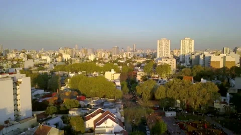 Airview of a warm summer day in  a neighborhood of Buenos Aires City with Stock-Footage