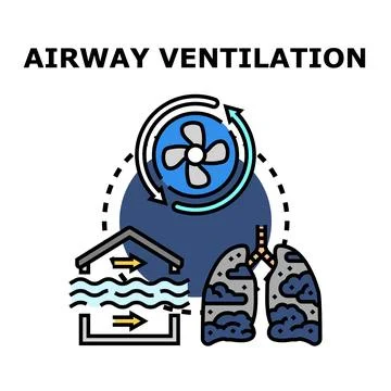 Airway ventilation system for human lungs and room Ilustración de archivo