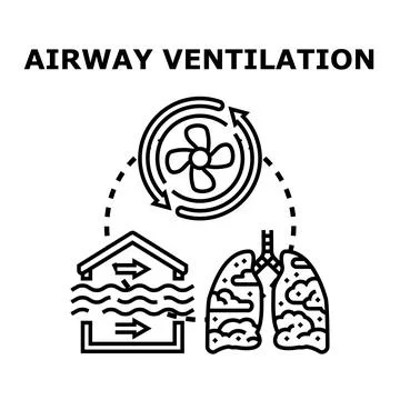 Airway ventilation system for human lungs and room Stock Illustration