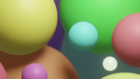 Airy colorful spheres. 3D render animation balls flying loopable. Stock Footage 150250367