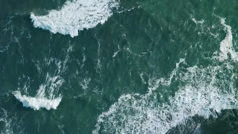 Airy view of drone with waves and rocks Stock Footage 146008015