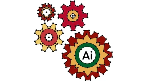 AI's brain, technology cogs are spinning Stock Footage 243585448