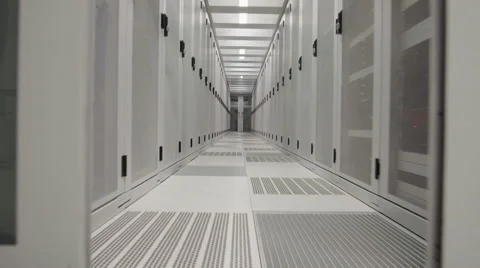 Aisle in data center Stock Footage