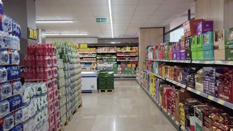 Aisle at the grocery store. Stock Footage 202247737
