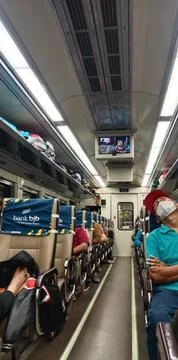 The aisle inside the train Foto stock