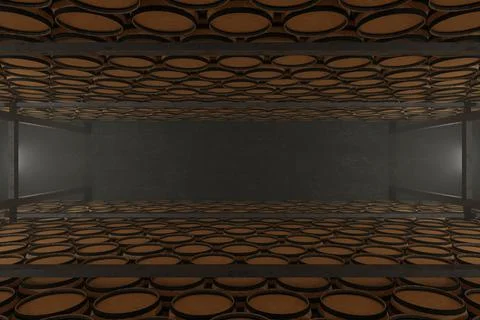 Aisle in an old underground warehouse Stock Illustration