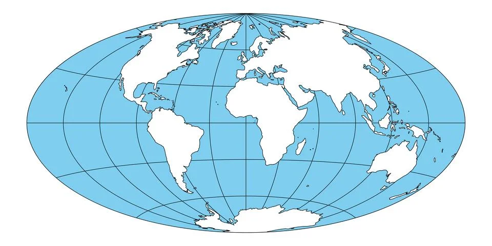 Aitoff Projection Vector World Map Illustration 스톡 일러스트