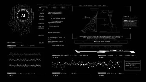 AI.UI HUD technological infographic elements.HUD 2GFX Technology Sci Fi 2D Stock Illustration