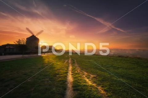 Aixerrota mill in Getxo at sunrise Stock Photos