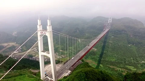 Aizhai Bridge China full view Stock Footage 129673313