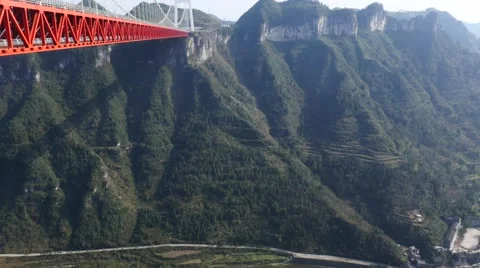 Aizhai Bridge pan shot Stock Footage 60935898