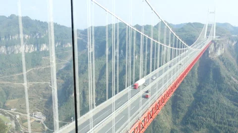 Aizhai Bridge panorama Stock Footage 60936605