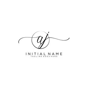 AJ Initial handwriting logo with circle template vector Stock Illustration