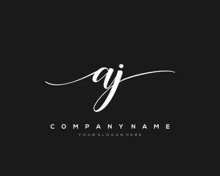 AJ Initial Letter handwriting logo hand drawn template vector Ilustração Stock