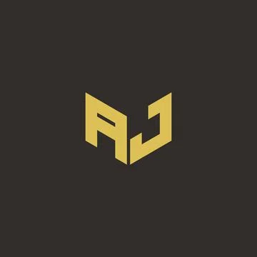 AJ Logo Letter Initial Logo Designs Template with Gold and Black Background Stock Illustration