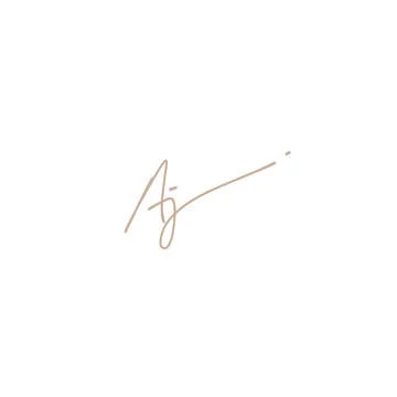 Aj white background handwritten logo Stock Illustration