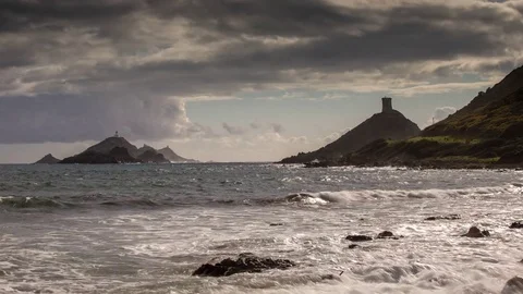 Ajaccio wild sea water coast corsica Stock Footage
