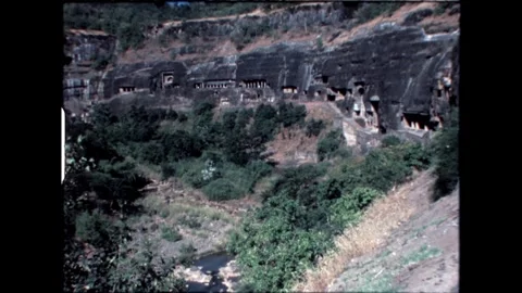 Ajanta Caves Long View Video stock 277976408