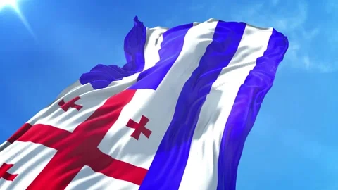 Ajaria Flag Low Angle View Stock Footage 295682797