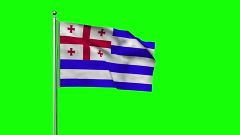 Ajaria flag waving animation in the wind on chroma green screen Stock Footage 314277329
