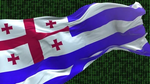 Ajaria flag - Waving flag on matrix binary code background Stock Footage 321420774