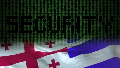 Ajaria flag - Waving flag on matrix binary code background Stock Footage 321422072