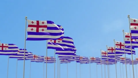 Ajaria Row Of Flags Animation Video stock 148612175