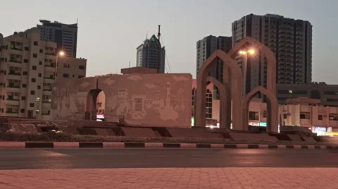 Ajman Museum Roundabout Stock Footage 40029733