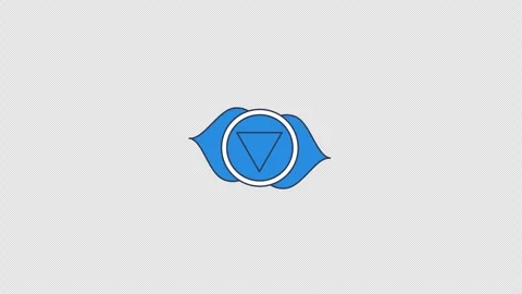 Ajna third eye chakra symbol rotating in blue 2D cartoon object animation Stock Footage 304325526