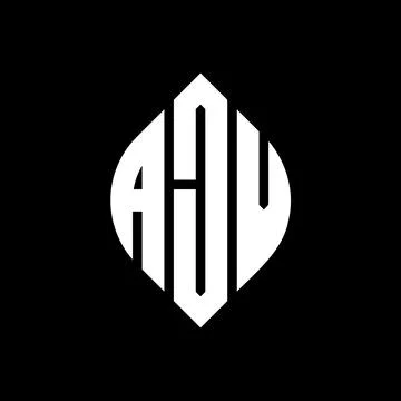 AJV circle letter logo design with circle and ellipse shape. AJV ellipse letter Stock Illustration