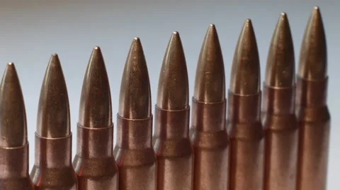 Ak-47 Ammunition, close-up Stock Footage 68411778