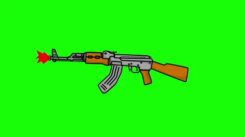 AK-47 Gun 2D Game Weapon On Green Screen Stock Footage 287585383