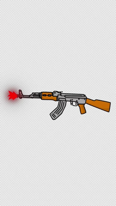 AK-47 Gun 2D Game Weapon Vertical Alpha Stock Footage 287585457
