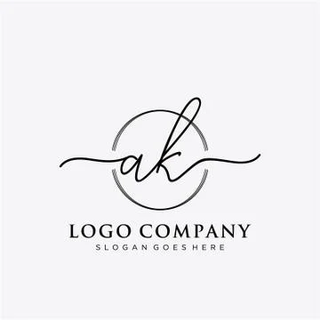 AK Initial handwriting logo design Illustrazione stock