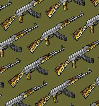 Ak weapon pattern with tiger stripes Stock Illustration