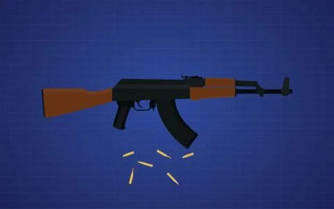 Ak47 gun vector with blue background Stock Illustration
