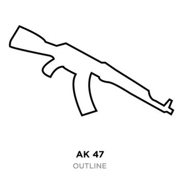 Ak47 outline on white background, vector illustration Stock Illustration