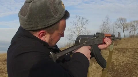 AK47 shooting in slow motion Stock Footage