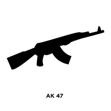 Ak47 silhouette on white background, vector illustration Stock Illustration