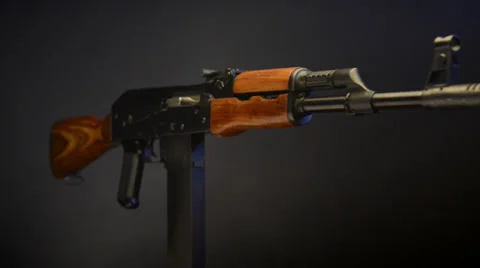 Ak47 on stand angled  track length Video stock 36614890