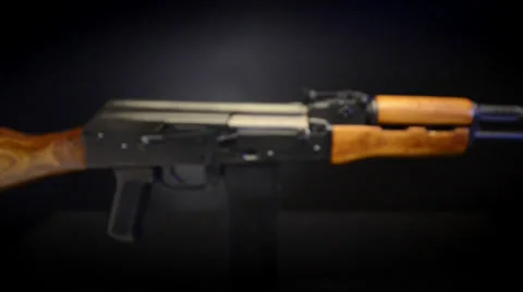 Ak47 on stand racks focus Video stock 36614621
