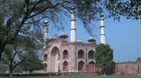 Akbar's tomb in Agra India side view  Stock Footage 24656898