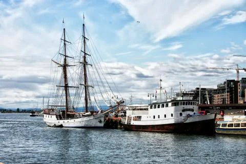 Akerbrygge in summertime Stock Photos