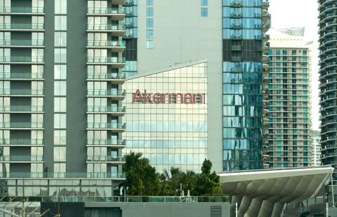 Akerman logo on a building Fotos de archivo