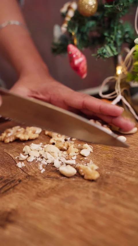 Akhrot or WALNUT cutting for making welnut sweets. Stock-Footage 283361561