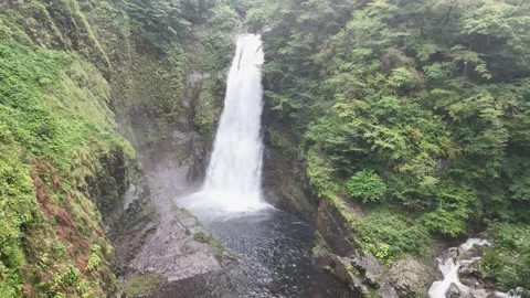 Akiu Great Falls | Lush Greenery | Japan - 4K Aerial Video Stock Footage 329052285